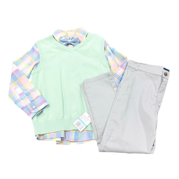 Andy & Evan Other - NWT Andy & Evan Plaid Poplin Sweater Vest Set